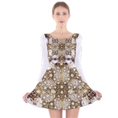 Opulent Essence Print Long Sleeve Velvet Skater Dress by dflcprintsclothing