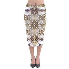 Opulent Essence Print Velvet Midi Pencil Skirt by dflcprintsclothing