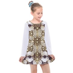 Opulent Essence Print Kids  Long Sleeve Dress by dflcprintsclothing