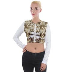 Opulent Essence Print Long Sleeve Cropped Velvet Jacket by dflcprintsclothing