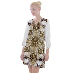 Opulent Essence Print Open Neck Shift Dress by dflcprintsclothing