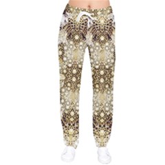 Opulent Essence Print Women Velvet Drawstring Pants