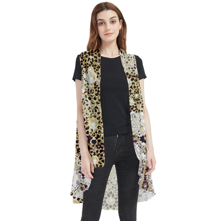 Opulent Essence Print Sleeveless Chiffon Waistcoat Shirt