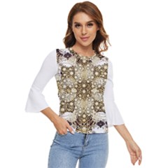 Opulent Essence Print Bell Sleeve Top