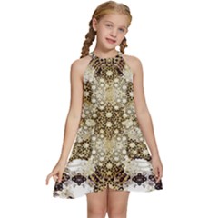 Opulent Essence Print Kids  Halter Collar Waist Tie Chiffon Dress by dflcprintsclothing