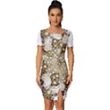 Opulent Essence Print Fitted Knot Split End Bodycon Dress View1