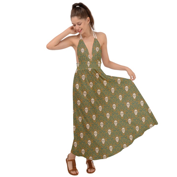 Camping Is Fun! Backless Maxi Beach Dress