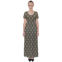 Camping Is Fun! High Waist Short Sleeve Maxi Dress by GeekLover