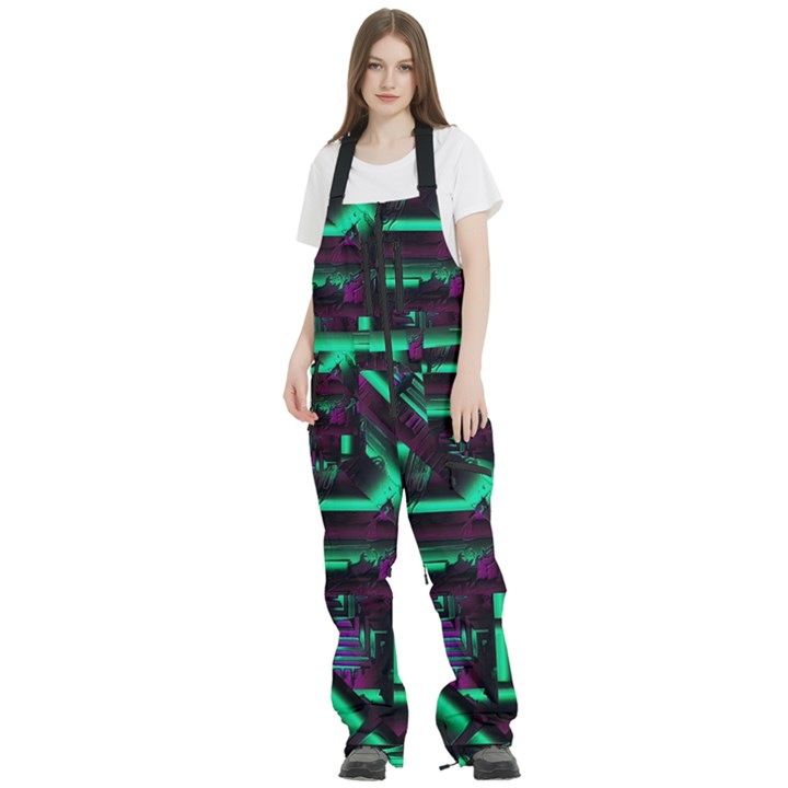 Beamed Women s Front Zip Ski And Snowboard Bib Pants