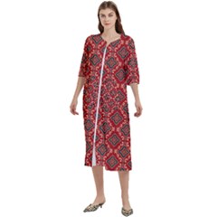 Illustrations Ajrak Abstract Design Pattern Women s Cotton 3/4 Sleeve Nightgown by Apenda