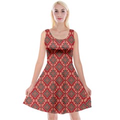 Illustrations Ajrak Abstract Design Pattern Reversible Velvet Sleeveless Dress by Apenda