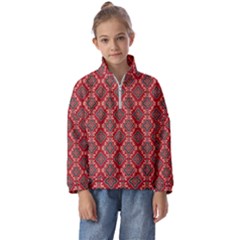 Illustrations Ajrak Abstract Design Pattern Kids  Half Zip Hoodie by Apenda