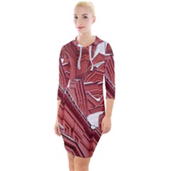 Monument State History Museum Building Quarter Sleeve Hood Bodycon Dress by Apenda