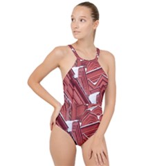 Monument State History Museum Building High Neck One Piece Swimsuit by Apenda