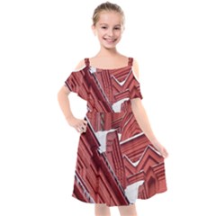 Monument State History Museum Building Kids  Cut Out Shoulders Chiffon Dress by Apenda