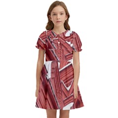 Monument State History Museum Building Kids  Bow Tie Puff Sleeve Dress