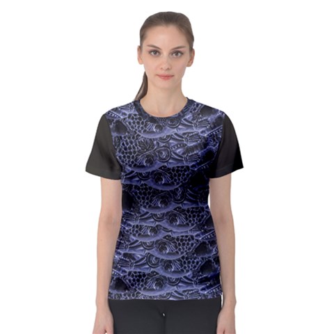 Aliens Entrails – Dark Blue Print Pattern Design Women s Sport Mesh T-shirt by dflcprintsclothing