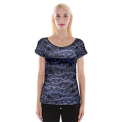 Aliens Entrails ¨c Dark Blue Print Pattern Design Cap Sleeve Top by dflcprintsclothing