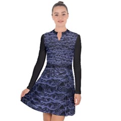 Aliens Entrails ¨c Dark Blue Print Pattern Design Long Sleeve Panel Dress by dflcprintsclothing