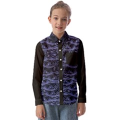 Aliens Entrails ¨c Dark Blue Print Pattern Design Kids  Long Sleeve Shirt by dflcprintsclothing