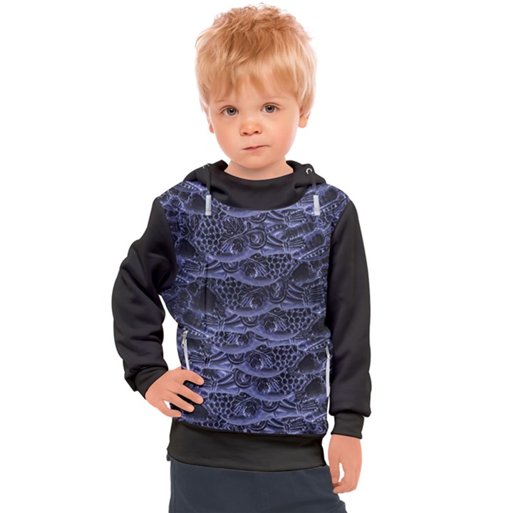 Aliens Entrails – Dark Blue Print Pattern Design Kids  Hooded Pullover