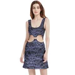 Aliens Entrails – Dark Blue Print Pattern Design Velour Cutout Dress by dflcprintsclothing