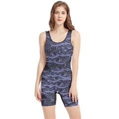 Aliens Entrails – Dark Blue Print Pattern Design Women s Wrestling Singlet