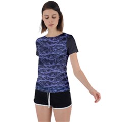 Aliens Entrails – Dark Blue Print Pattern Design Back Circle Cutout Sports T-shirt by dflcprintsclothing