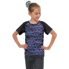 Aliens Entrails – Dark Blue Print Pattern Design Kids  Mesh Piece T-shirt