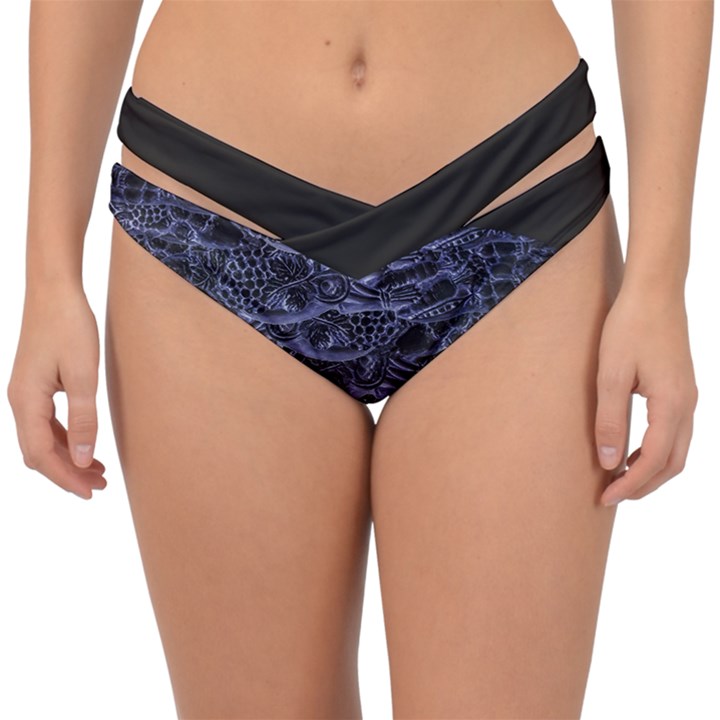 Aliens Entrails – Dark Blue Print Pattern Design Double Strap Halter Bikini Bottoms