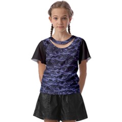 Aliens Entrails – Dark Blue Print Pattern Design Kids  Front Cut T-shirt by dflcprintsclothing