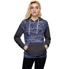 Aliens Entrails – Dark Blue Print Pattern Design Women s Lightweight Drawstring Hoodie