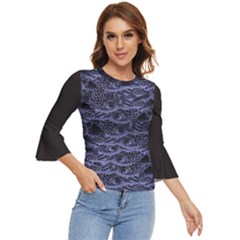 Aliens Entrails – Dark Blue Print Pattern Design Bell Sleeve Top