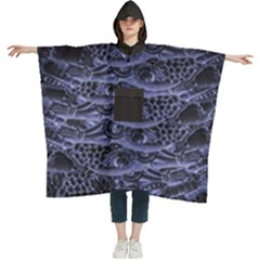 Aliens Entrails ¨c Dark Blue Print Pattern Design Women s Hooded Rain Ponchos by dflcprintsclothing