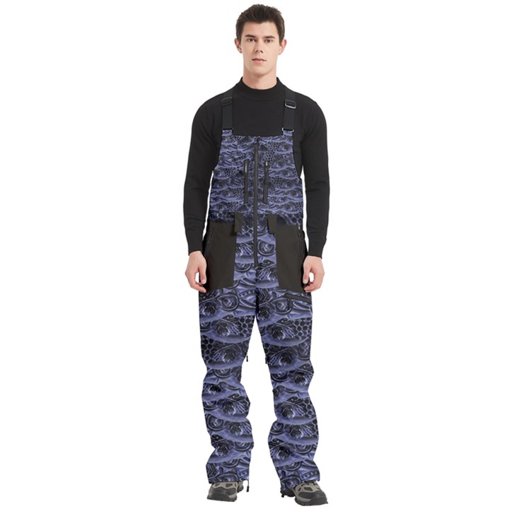 Aliens Entrails – Dark Blue Print Pattern Design Men s Front Zip Ski And Snowboard Bib Pants