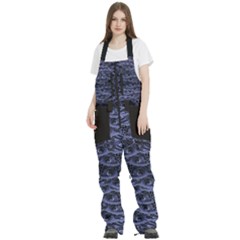 Aliens Entrails ¨c Dark Blue Print Pattern Design Women s Front Zip Ski And Snowboard Bib Pants by dflcprintsclothing