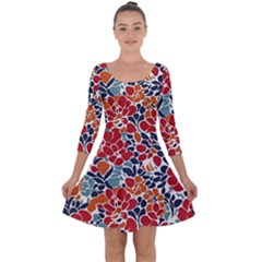 Colorfuleclecticfloralpattern Quarter Sleeve Skater Dress