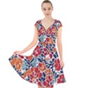 Colorfuleclecticfloralpattern Cap Sleeve Front Wrap Midi Dress View1