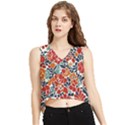 Colorfuleclecticfloralpattern V-Neck Cropped Tank Top View1