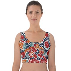 Colorfuleclecticfloralpattern Velvet Crop Top by BellaVistaTshirt02