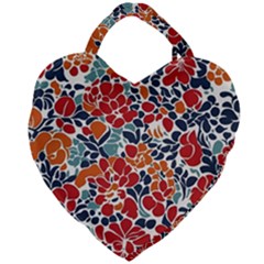 Colorfuleclecticfloralpattern Giant Heart Shaped Tote