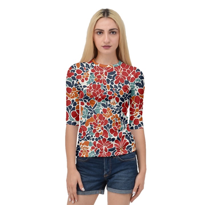 Colorfuleclecticfloralpattern Quarter Sleeve Raglan T-Shirt