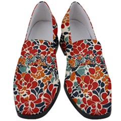 Colorfuleclecticfloralpattern Women s Chunky Heel Loafers