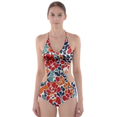 Colorfuleclecticfloralpattern Cut-out One Piece Swimsuit