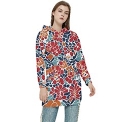 Colorfuleclecticfloralpattern Women s Long Oversized Pullover Hoodie