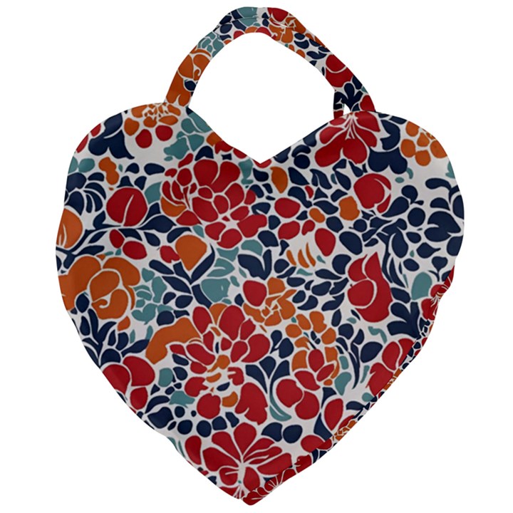 Colorfuleclecticfloralpattern Giant Heart Shaped Tote