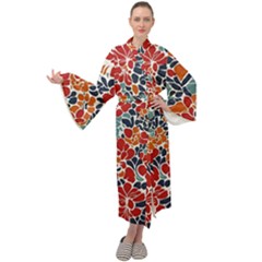 Colorfuleclecticfloralpattern Maxi Velvet Kimono by BellaVistaTshirt02