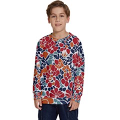 Colorfuleclecticfloralpattern Kids  Crewneck Sweatshirt