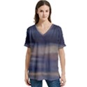 Twilight Serenade Print V-Neck Split Shoulder Casual T-Shirt View1