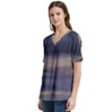 Twilight Serenade Print V-Neck Split Shoulder Casual T-Shirt View2